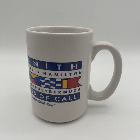 Celebity Cruises Zenith Ship Coffee Tea Mug Ports of Call New York Bermuda Vtg - Picture 2 of 12